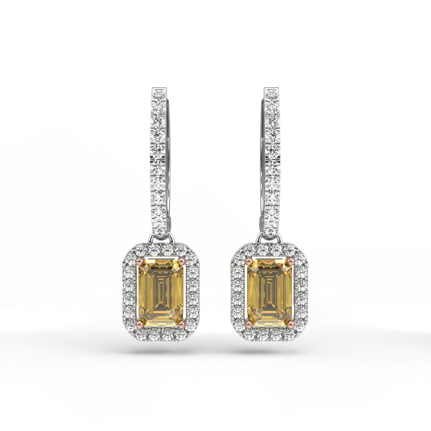 Cercei din aur alb de 18K cu safire galbene de 1.11ct si diamante de 0.37ct-111928