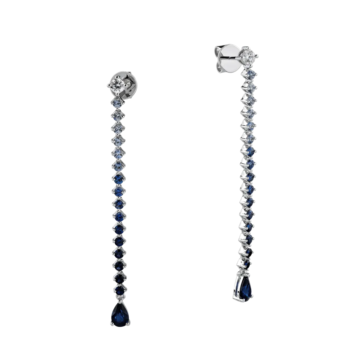 18K white gold earrings with 2.48ct sapphires and 0.31ct diamonds