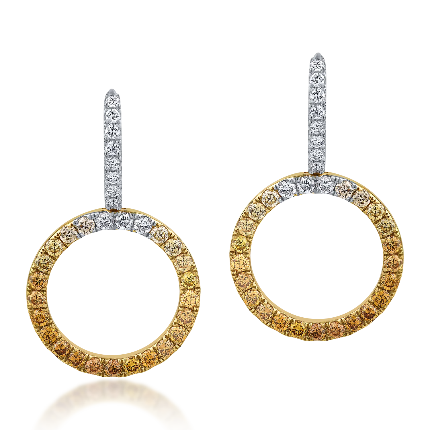18K yellow-white gold earrings with 1.84ct diamonds