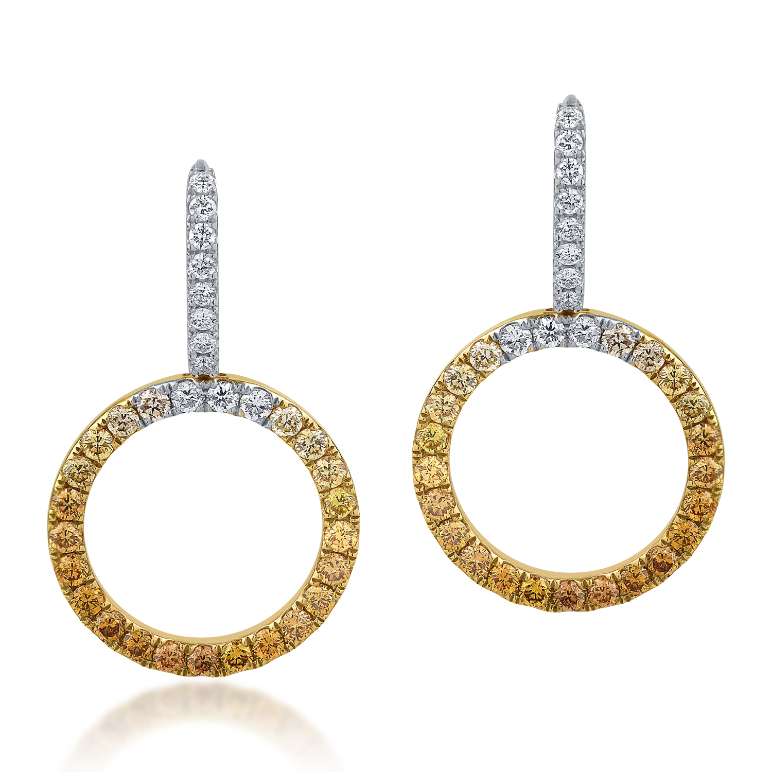 Cercei din aur alb-galben de 18K cu diamante de 1.84ct-111934