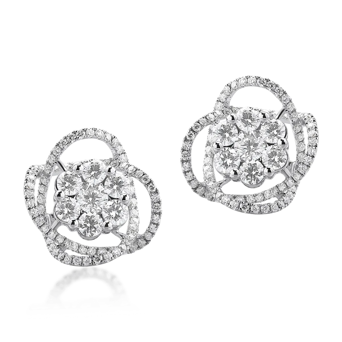 Cercei din aur alb de 18K cu diamante de 1ct - 1 | YEO