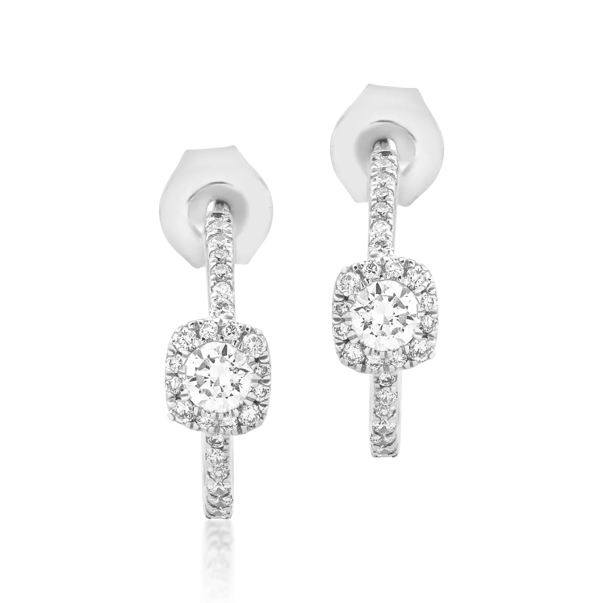Cercei din aur alb de 18K cu diamante de 0.41ct