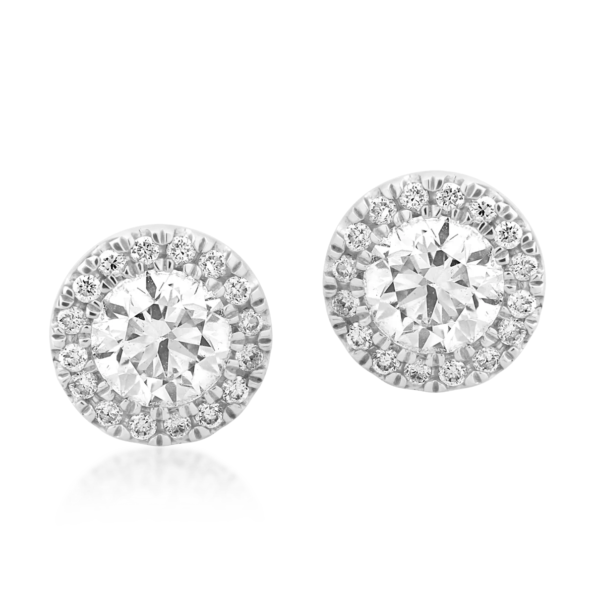Cercei din aur alb de 18K cu diamante de 0.7ct