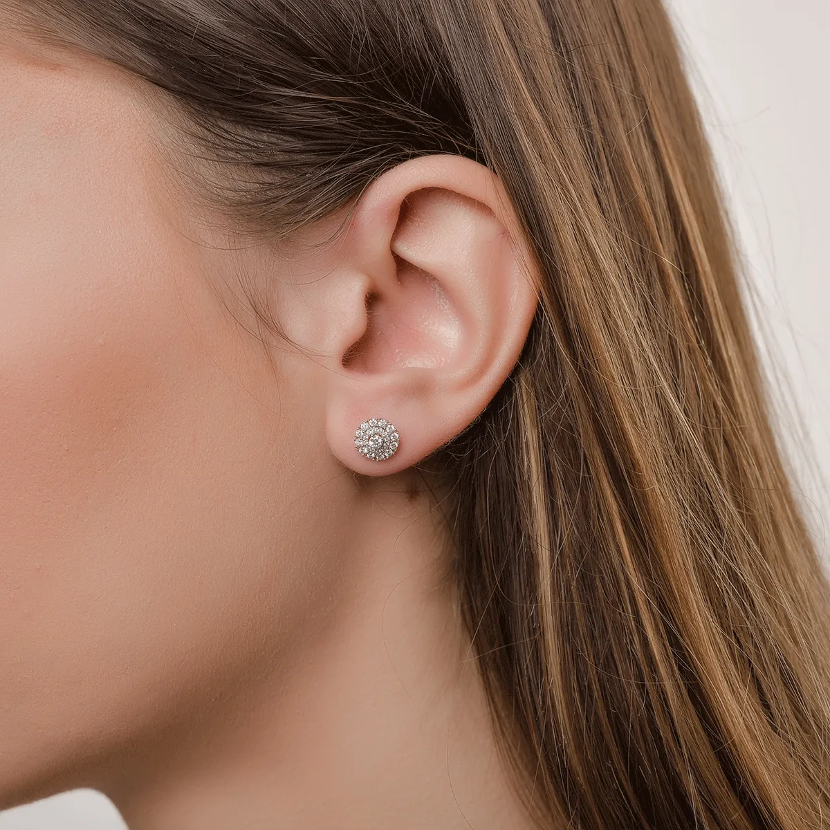 Обеци от жълто злато 18К с диаманти 0.473гкт