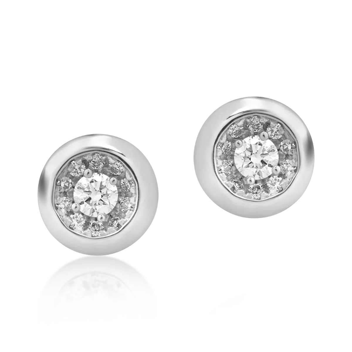 Cercei din aur alb de 18K cu diamante de 0.157ct