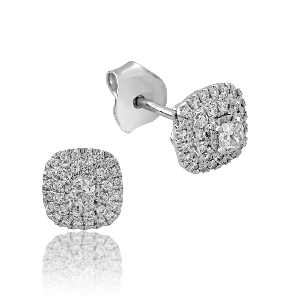 Cercei din aur alb de 18K cu diamante de 0.33ct