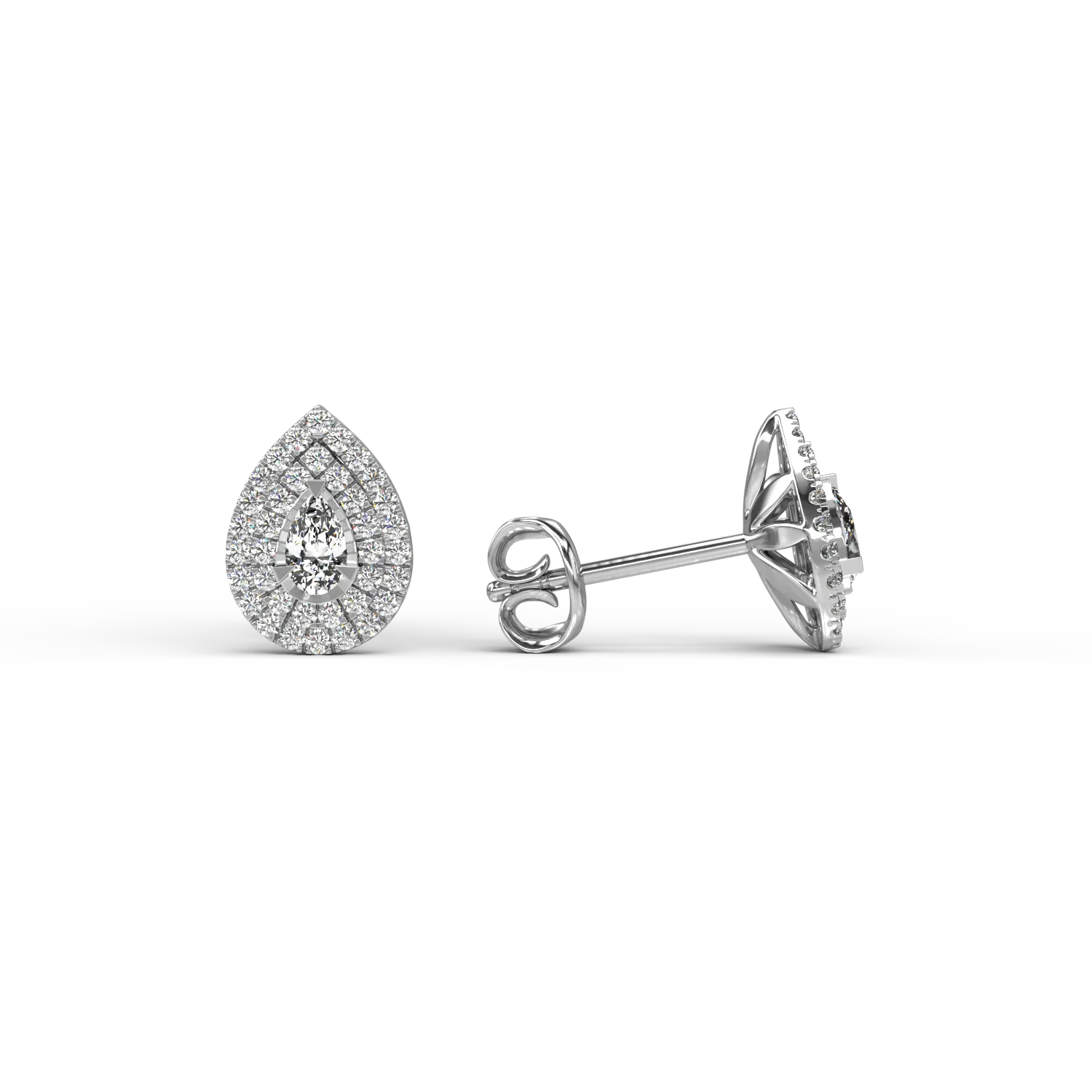 Cercei din aur alb de 18K cu diamante de 0.3ct