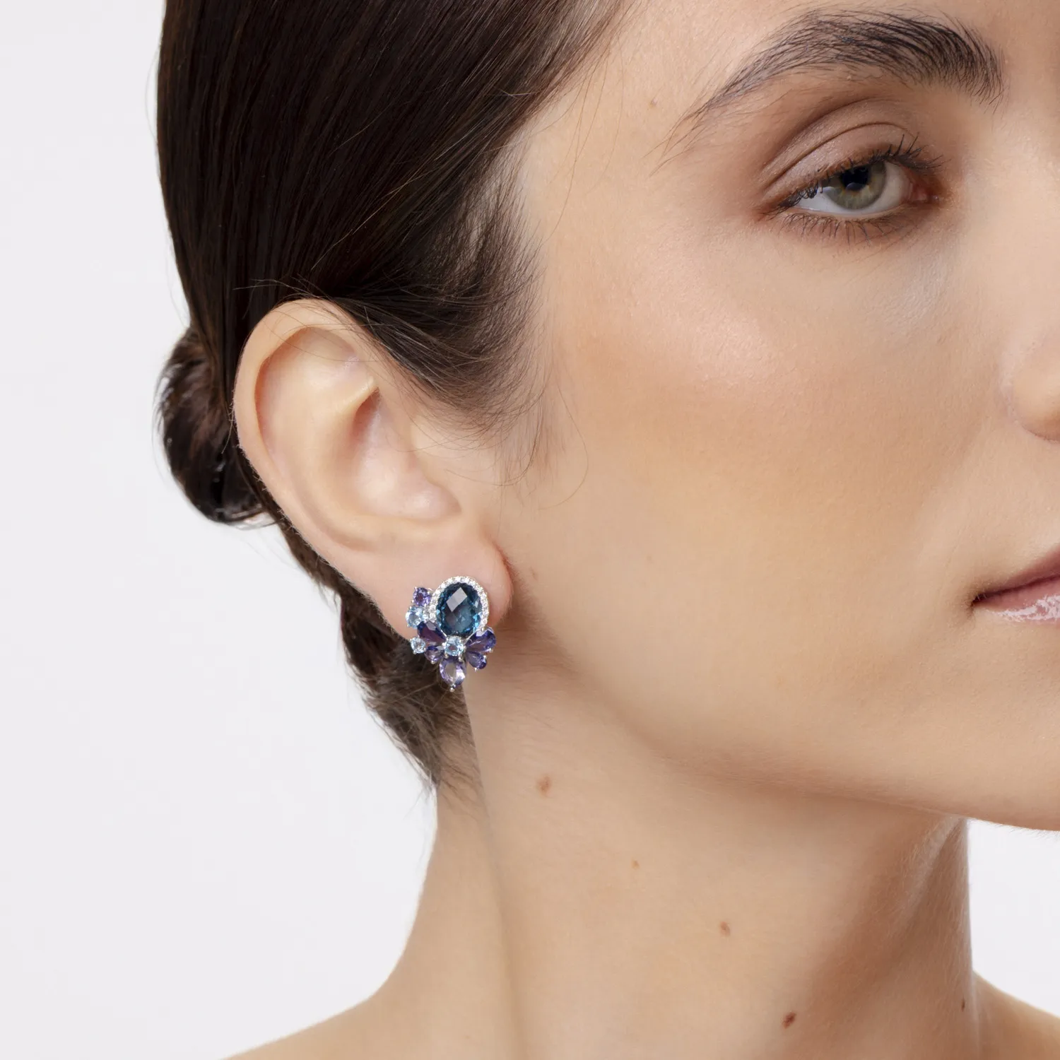 Teilor Cercei din aur alb cu pietre pretioase si semipretioase de 11.1ct