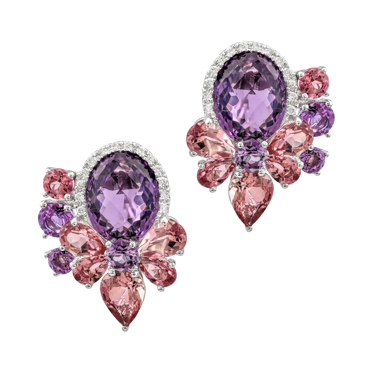 Cercei din aur alb de 18K cu pietre pretioase si semipretioase de 10.95ct