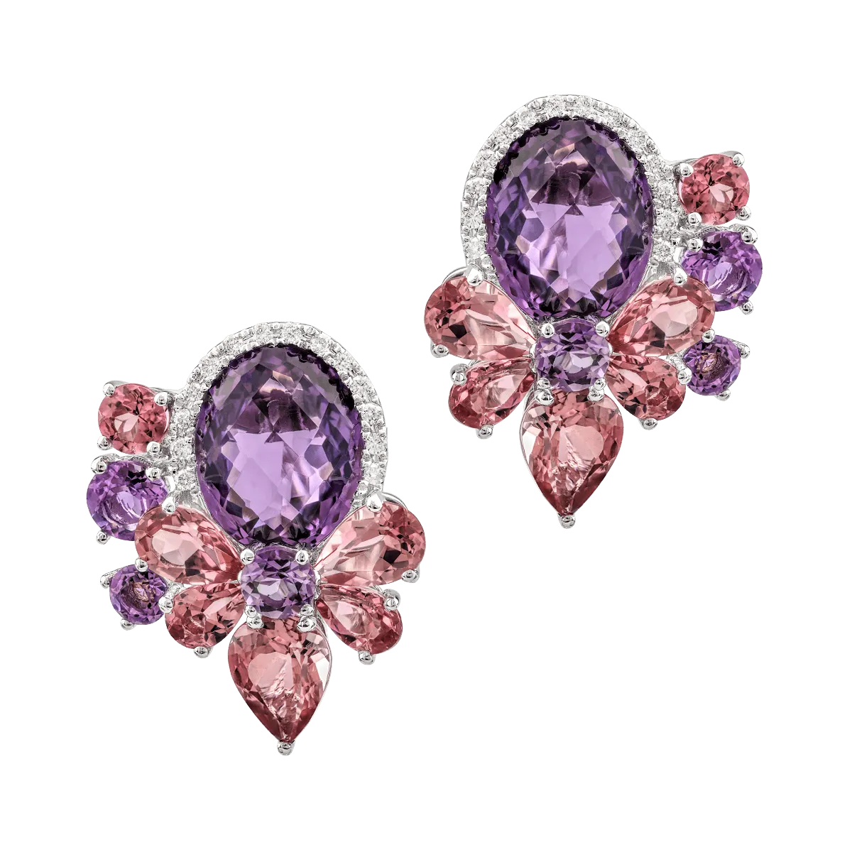 Cercei din aur alb de 18K cu pietre pretioase si semipretioase de 10.95ct