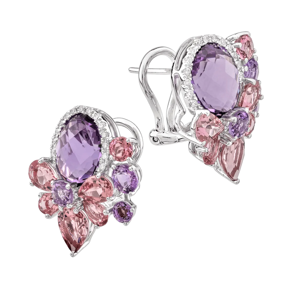 18K white gold earrings with 10.95ct precious and semiprecious stones