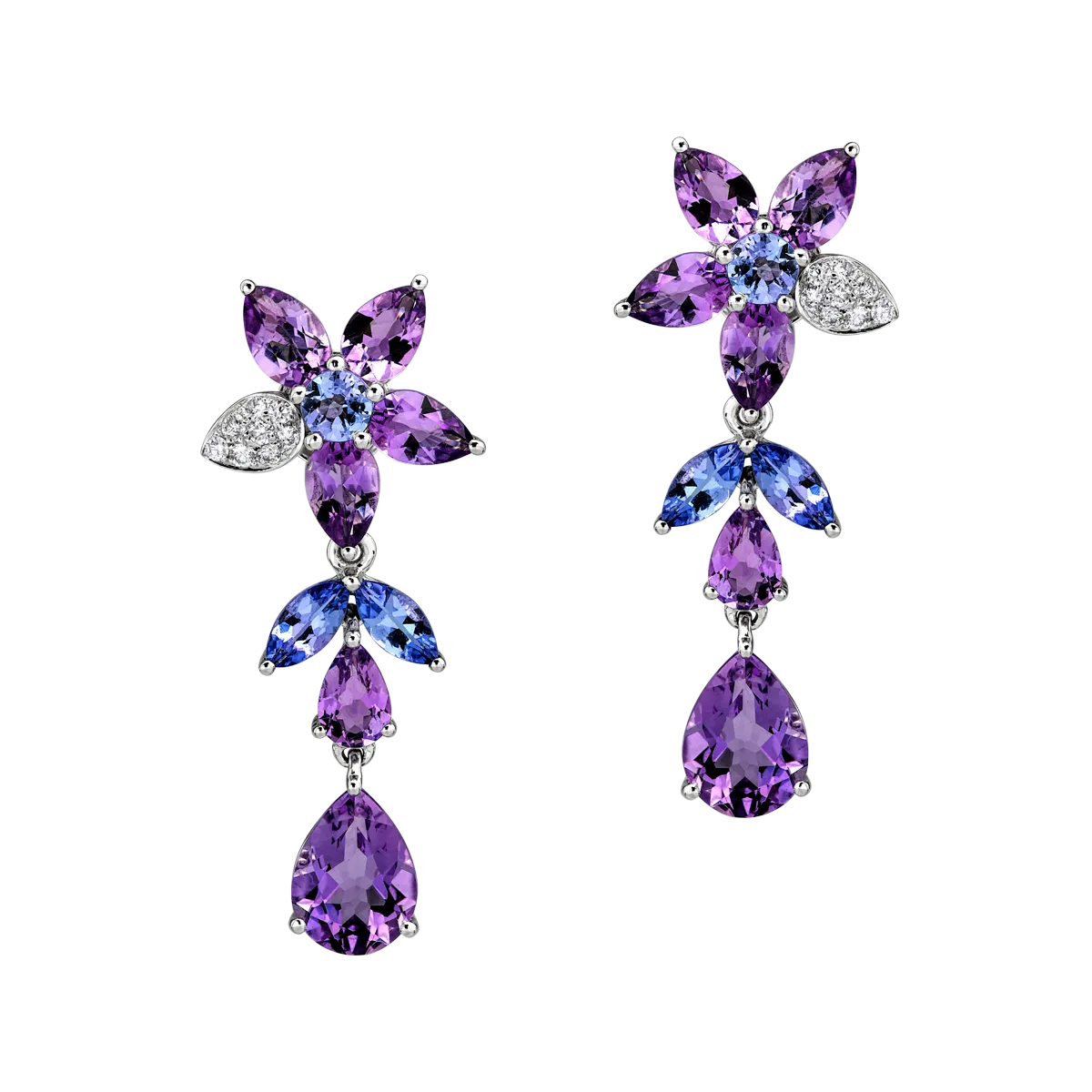 Cercei din aur alb cu pietre pretioase si semipretioase de 7.9ct