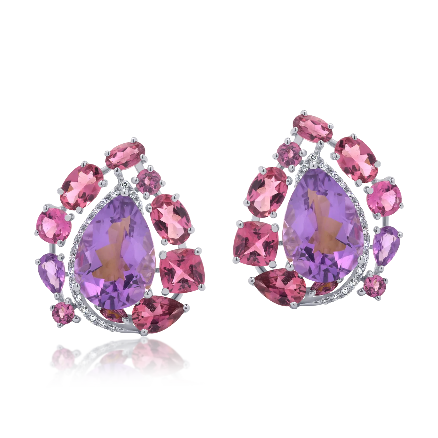 18K white gold earrings with 14.97ct precious and semi-precious stones