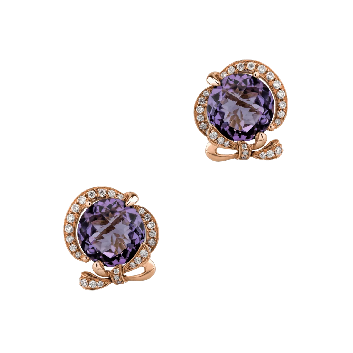 Teilor Cercei din aur roz cu ametiste roz de 6.4ct si diamante de 0.3ct