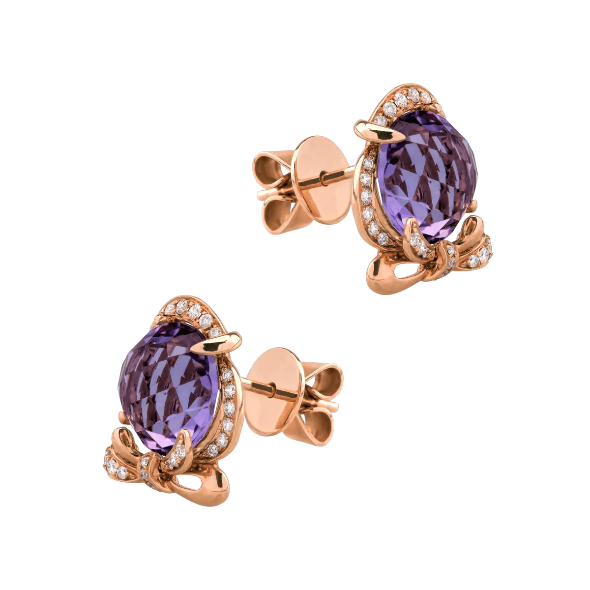 18K rose gold earrings with 6.4ct pink amethysts and 0.3ct diamonds