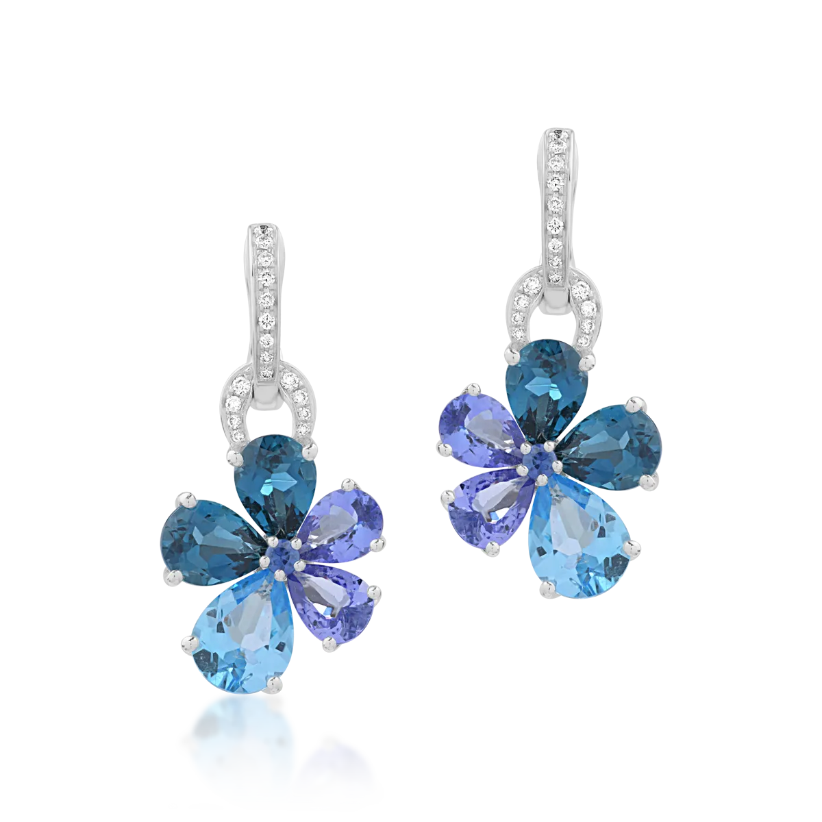 Cercei din aur alb cu pietre pretioase si semipretioase de 11.5ct