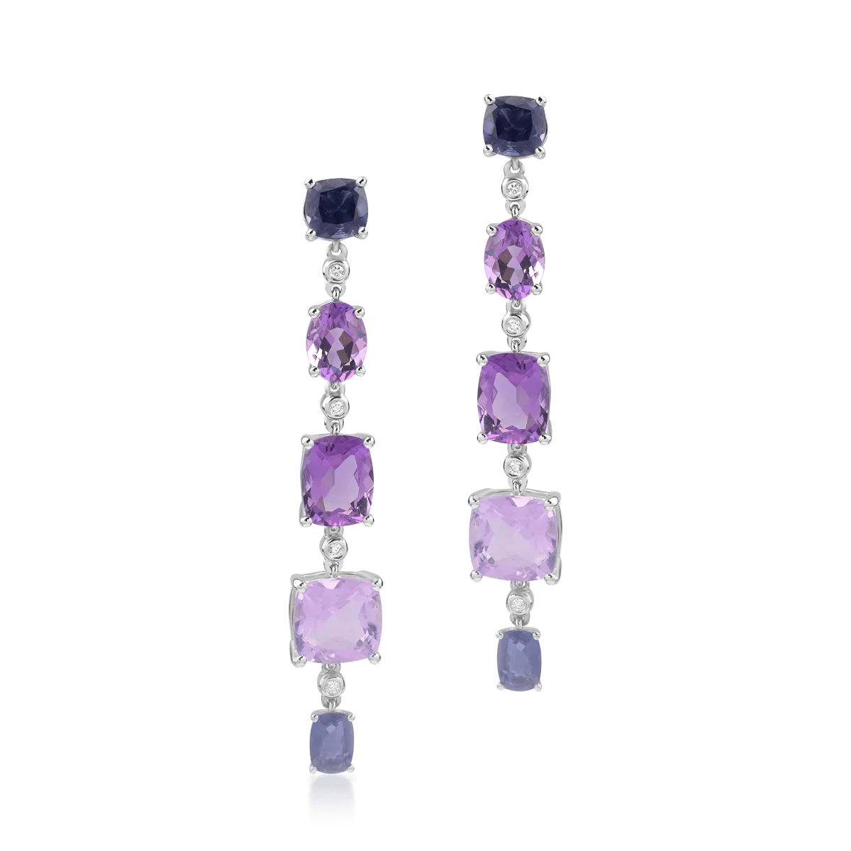 Cercei din aur alb cu pietre pretioase si semipretioase de 14.7ct