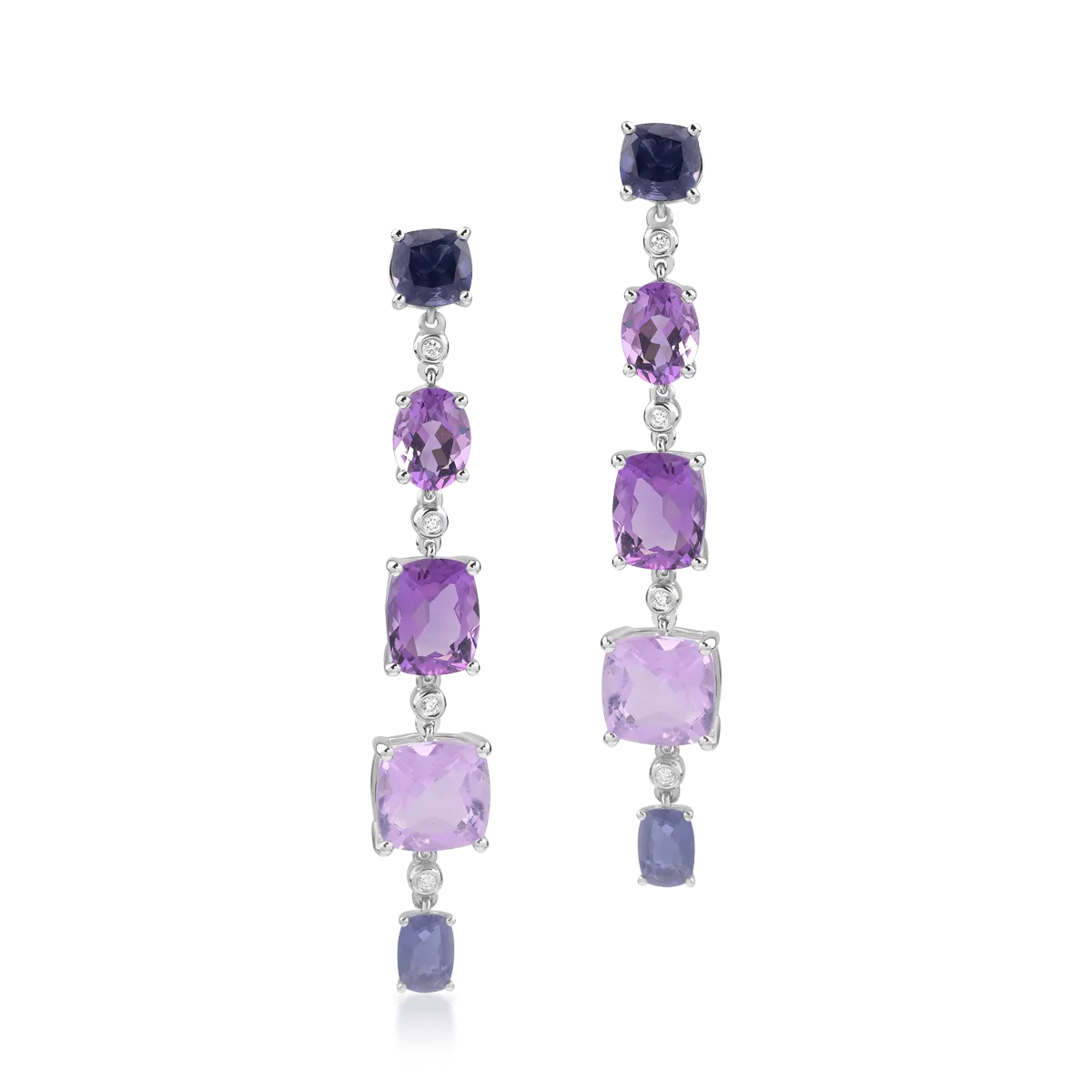 18K white gold earrings with 14.7ct precious and semiprecious stones