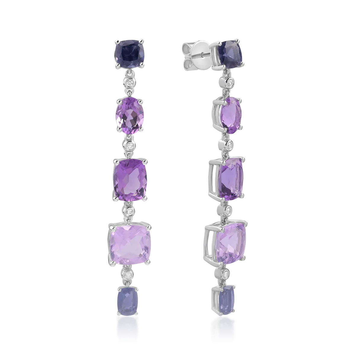 Cercei din aur alb cu pietre pretioase si semipretioase de 14.7ct