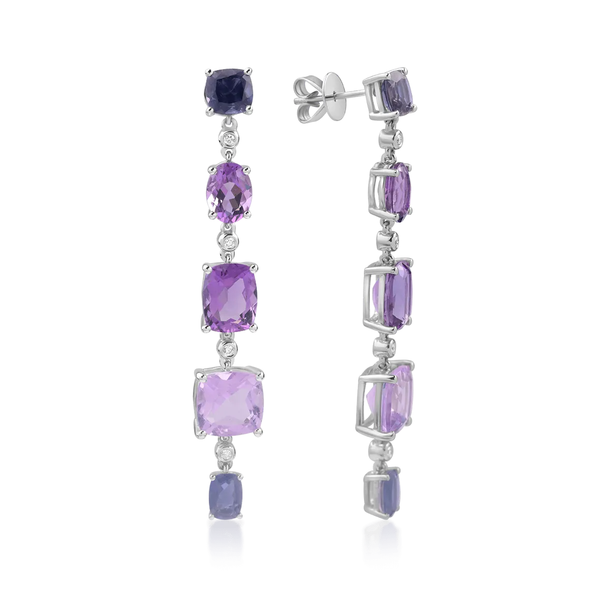 18K white gold earrings with 14.7ct precious and semiprecious stones