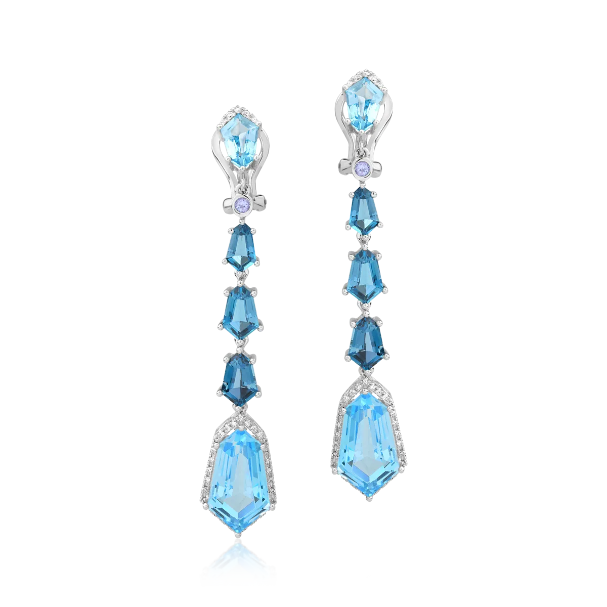 18K white gold earrings with 18.2ct blue topaz