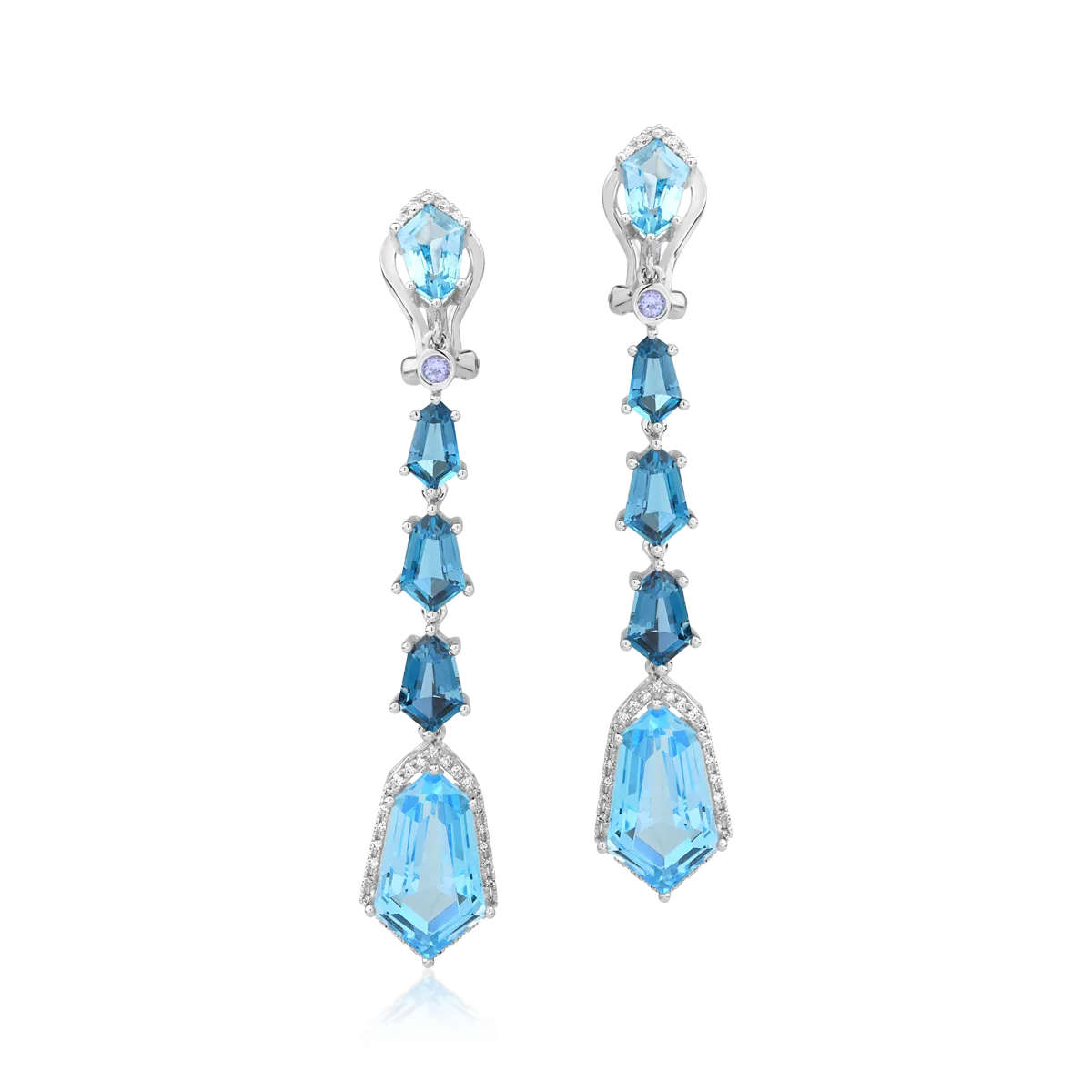 18K white gold earrings with 18.2ct blue topaz-112032