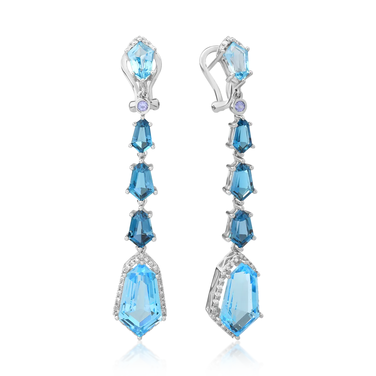 18K white gold earrings with 18.2ct blue topaz-112032