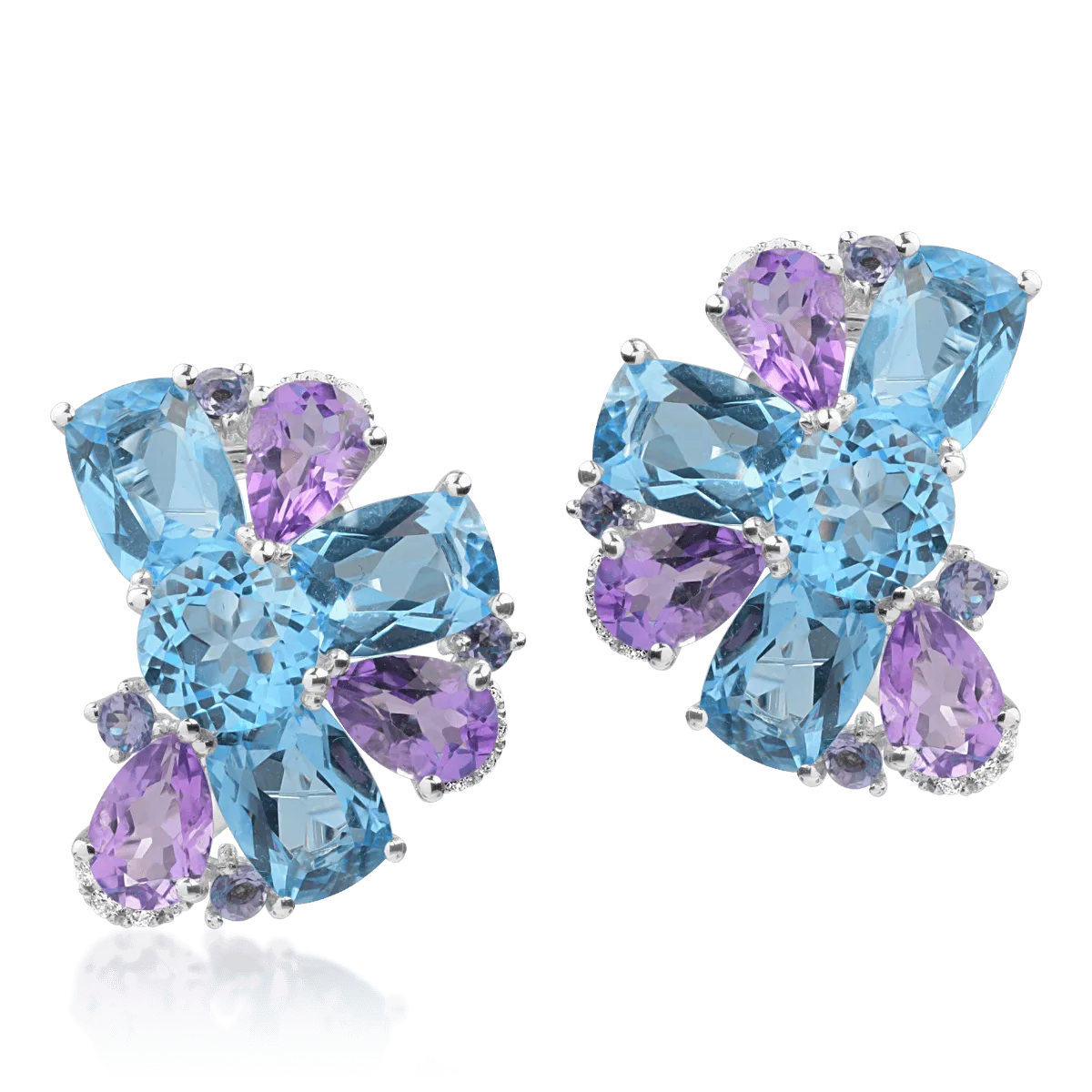 18K white gold earrings with 10.50ct precious and semiprecious stones