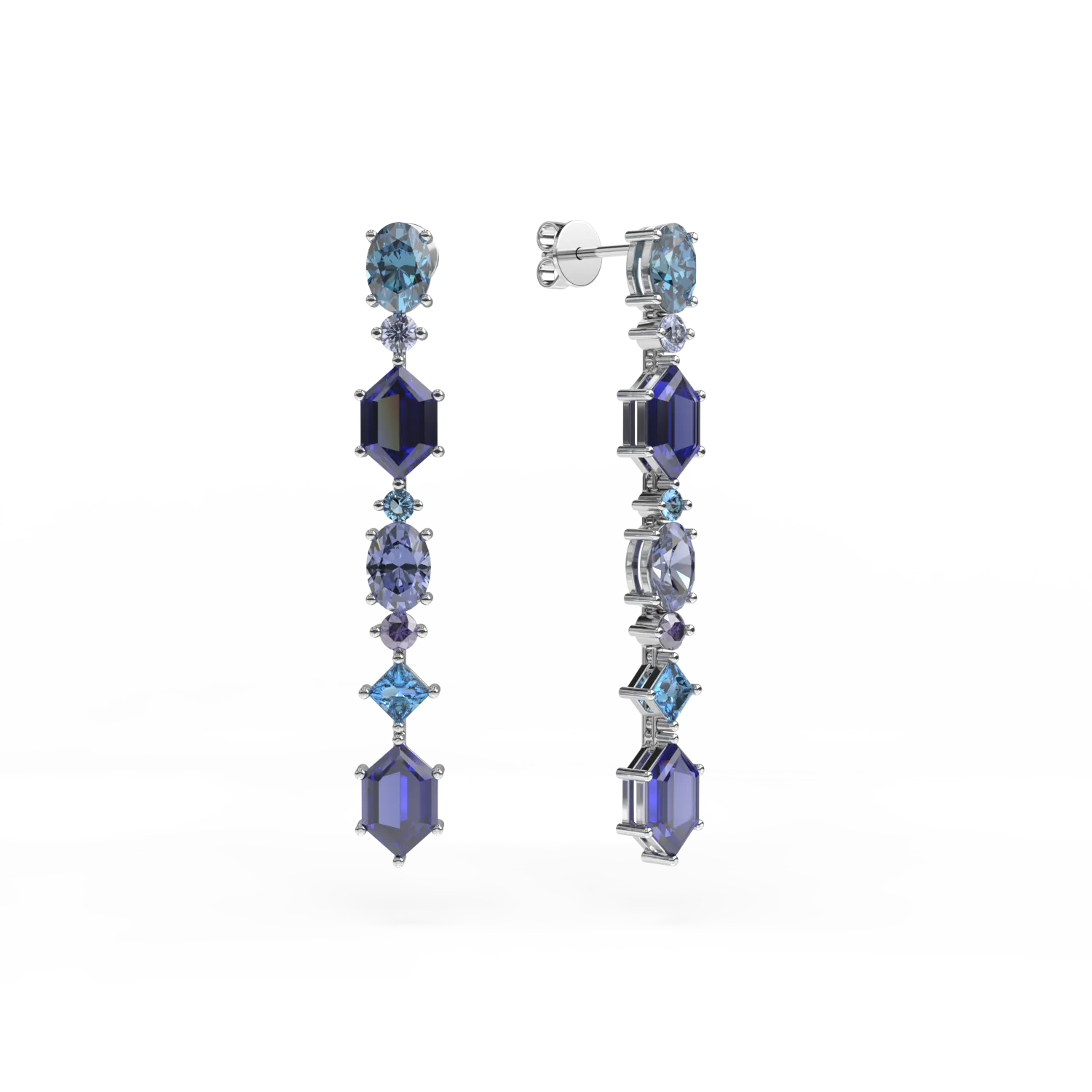 Cercei din aur alb cu pietre semipretioase de 6.1ct