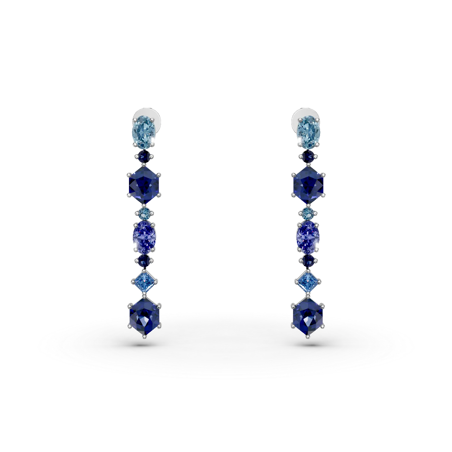 Обеци от бяло злато 18К с полускъпоценни камъни 6.1гкт.-112035