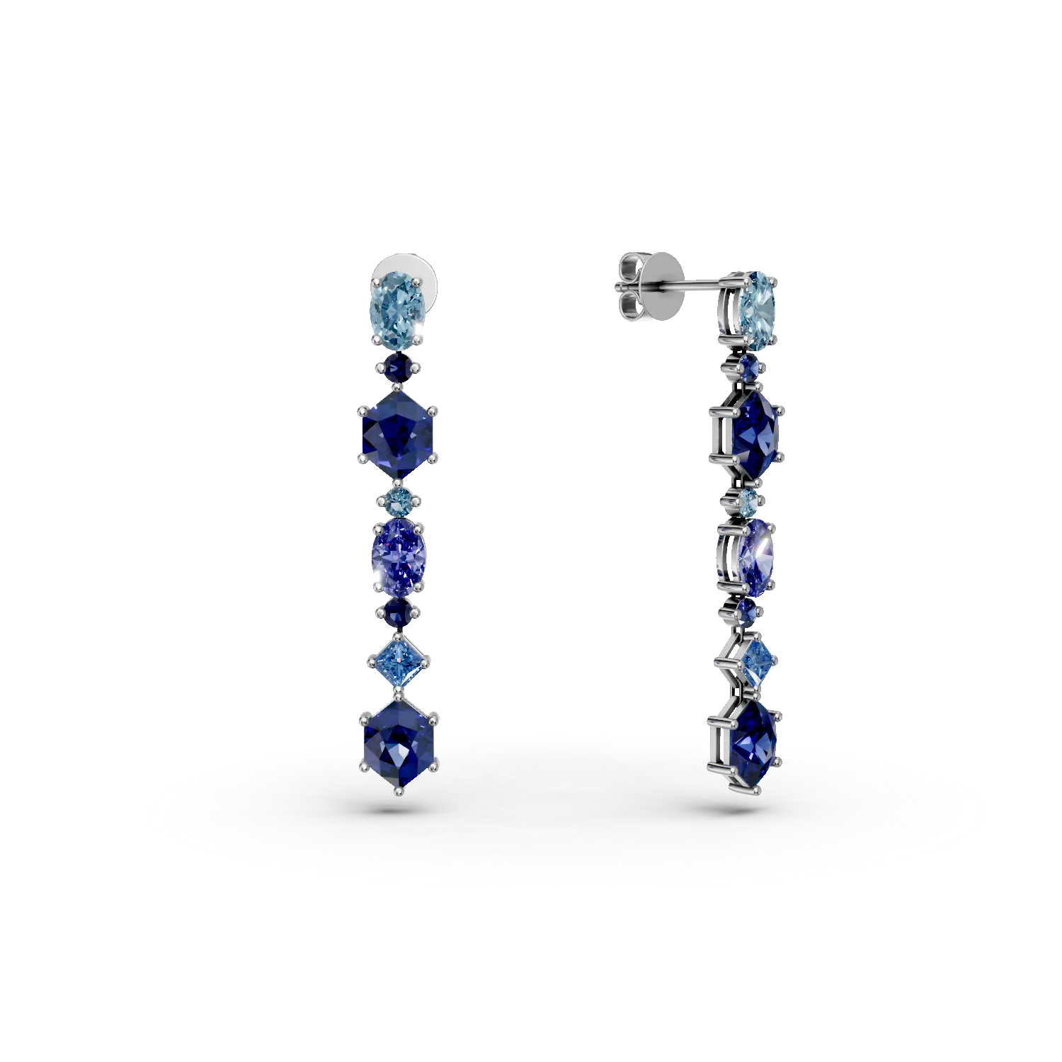 Teilor Cercei din aur alb cu pietre semipretioase de 6.1ct