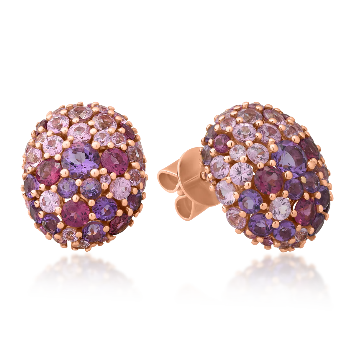 Cercei din aur roz cu pietre pretioase si semipretioase de 6.72ct