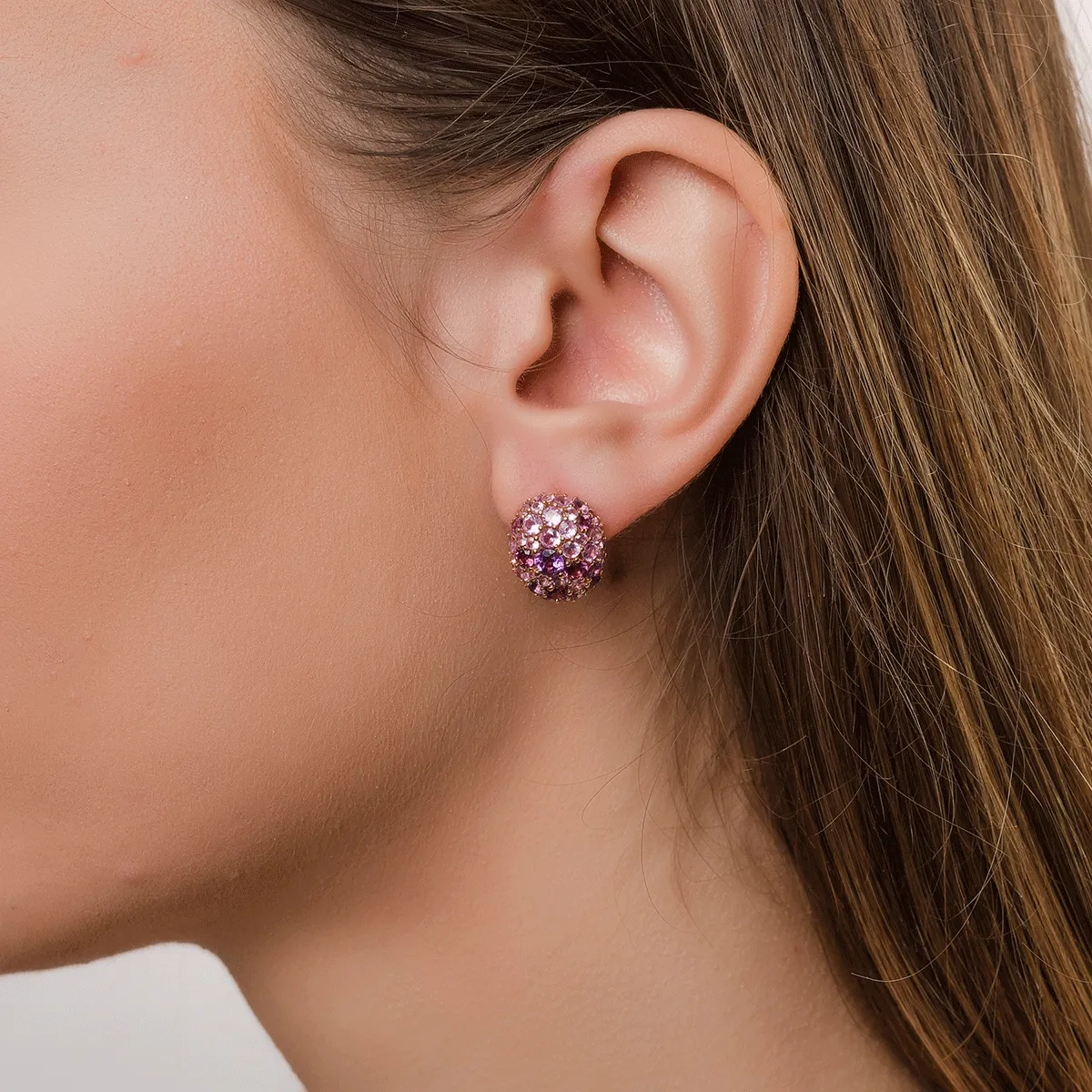 Cercei din aur roz cu pietre pretioase si semipretioase de 6.72ct