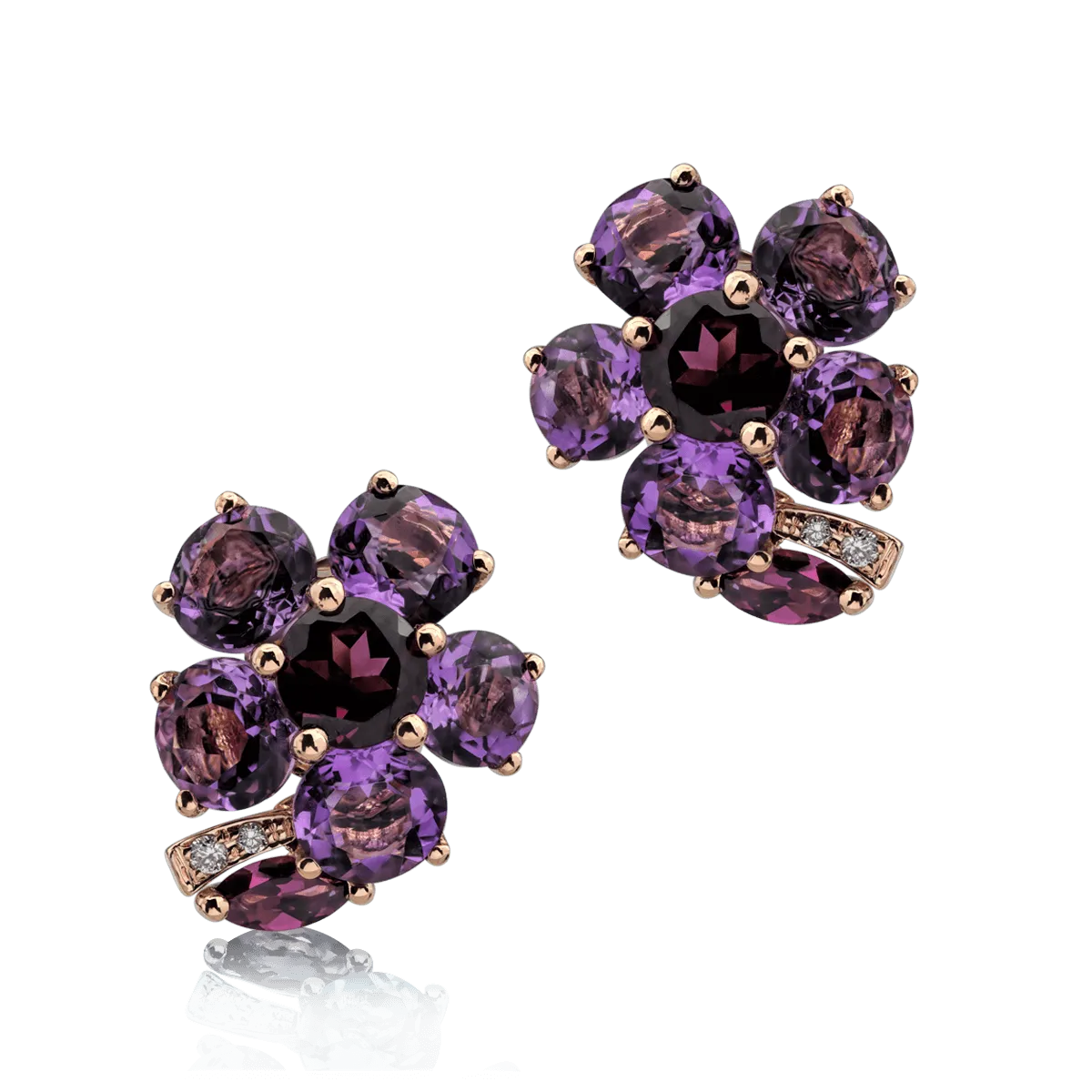 Teilor Cercei florali din aur alb cu pietre pretioase si semipretioase de 6.34ct