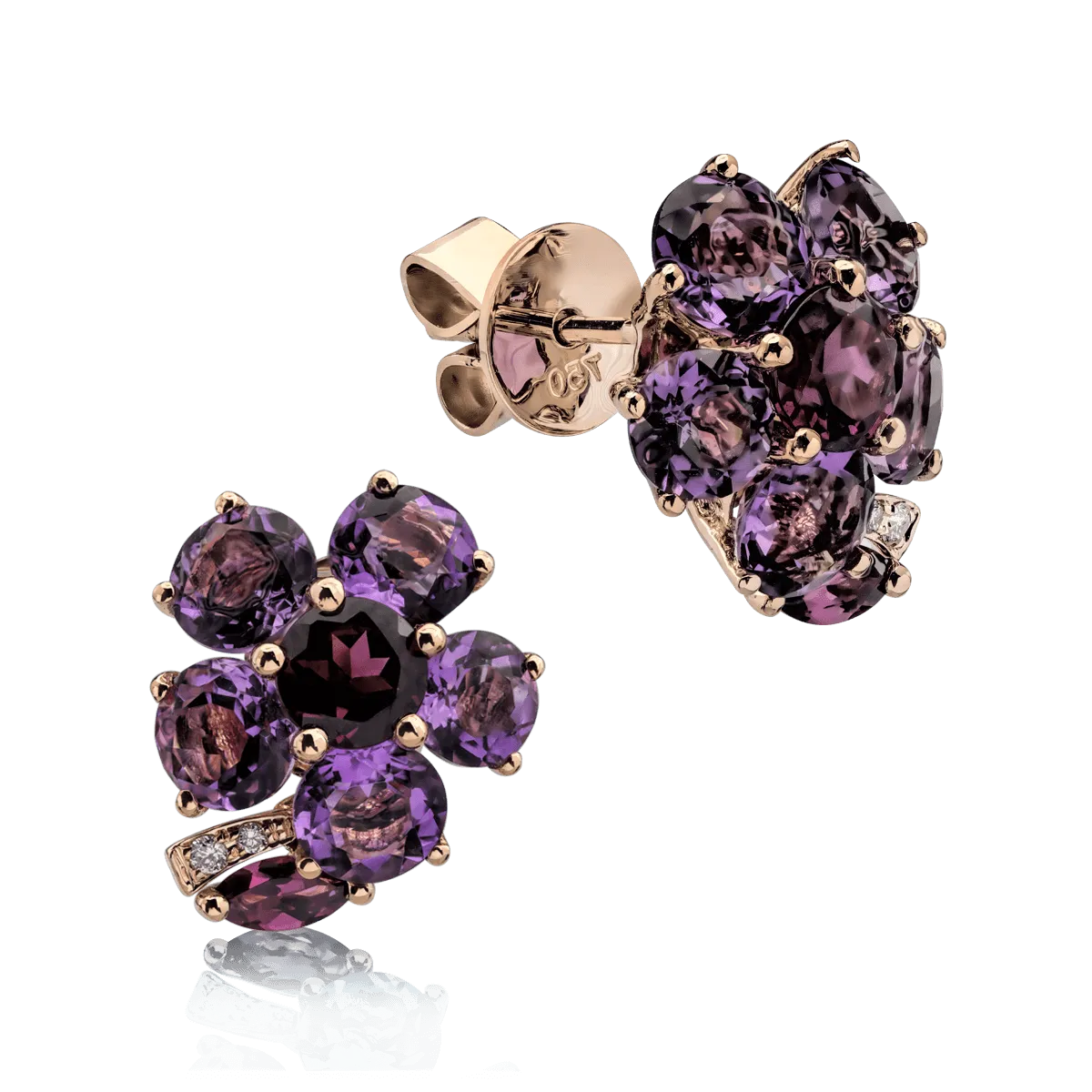 Teilor Cercei florali din aur alb cu pietre pretioase si semipretioase de 6.34ct