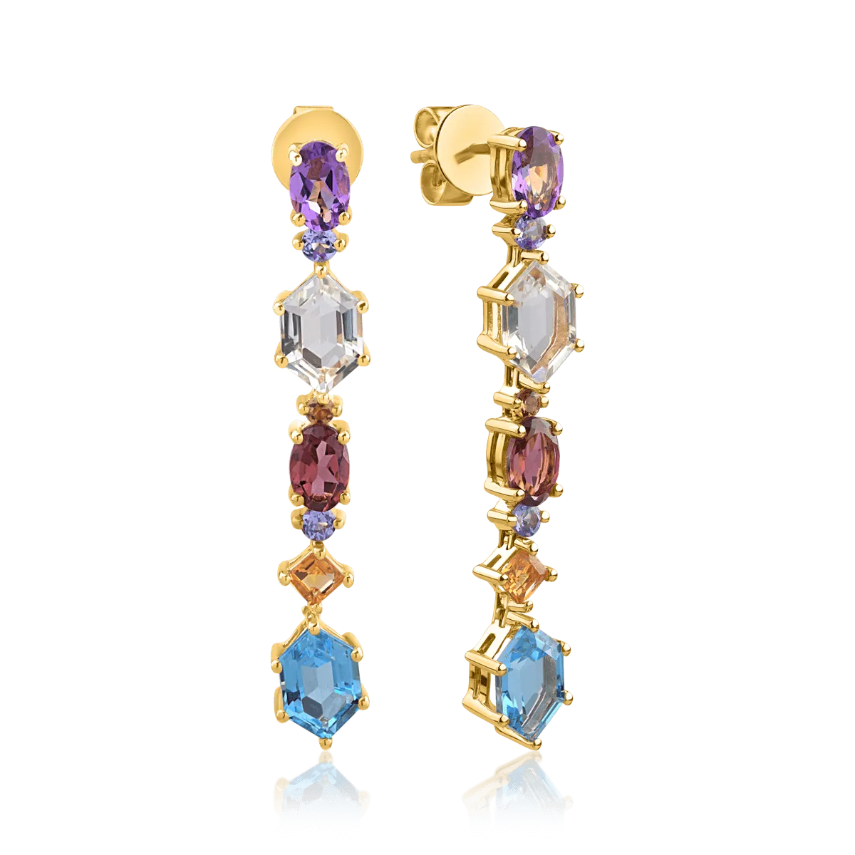 Cercei din aur galben cu pietre pretioase si semipretioase de 4.4ct