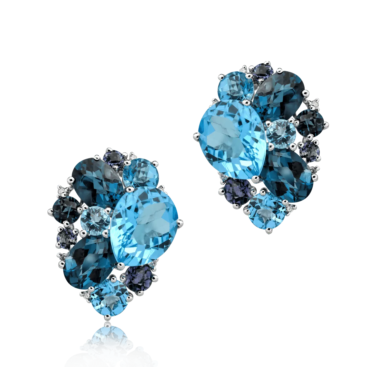 Cercei din aur alb cu pietre pretioase si semipretioase de 9.8ct