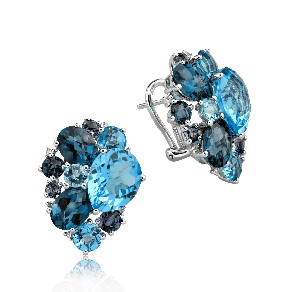 Cercei din aur alb cu pietre pretioase si semipretioase de 9.8ct