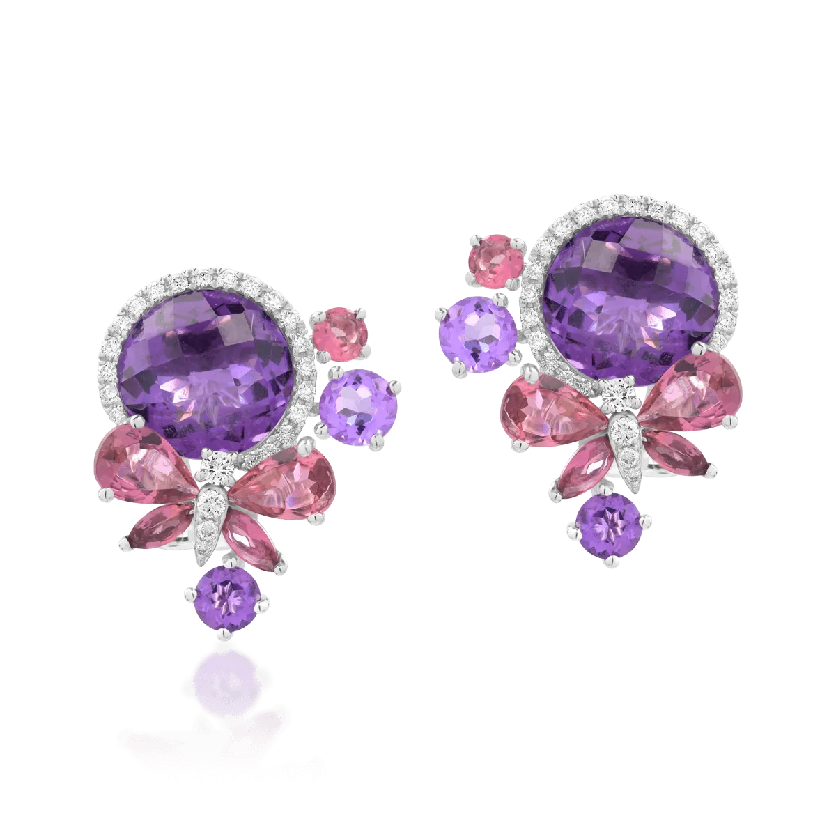 Teilor Cercei fluturi din aur alb cu pietre semipretioase de 9.4ct