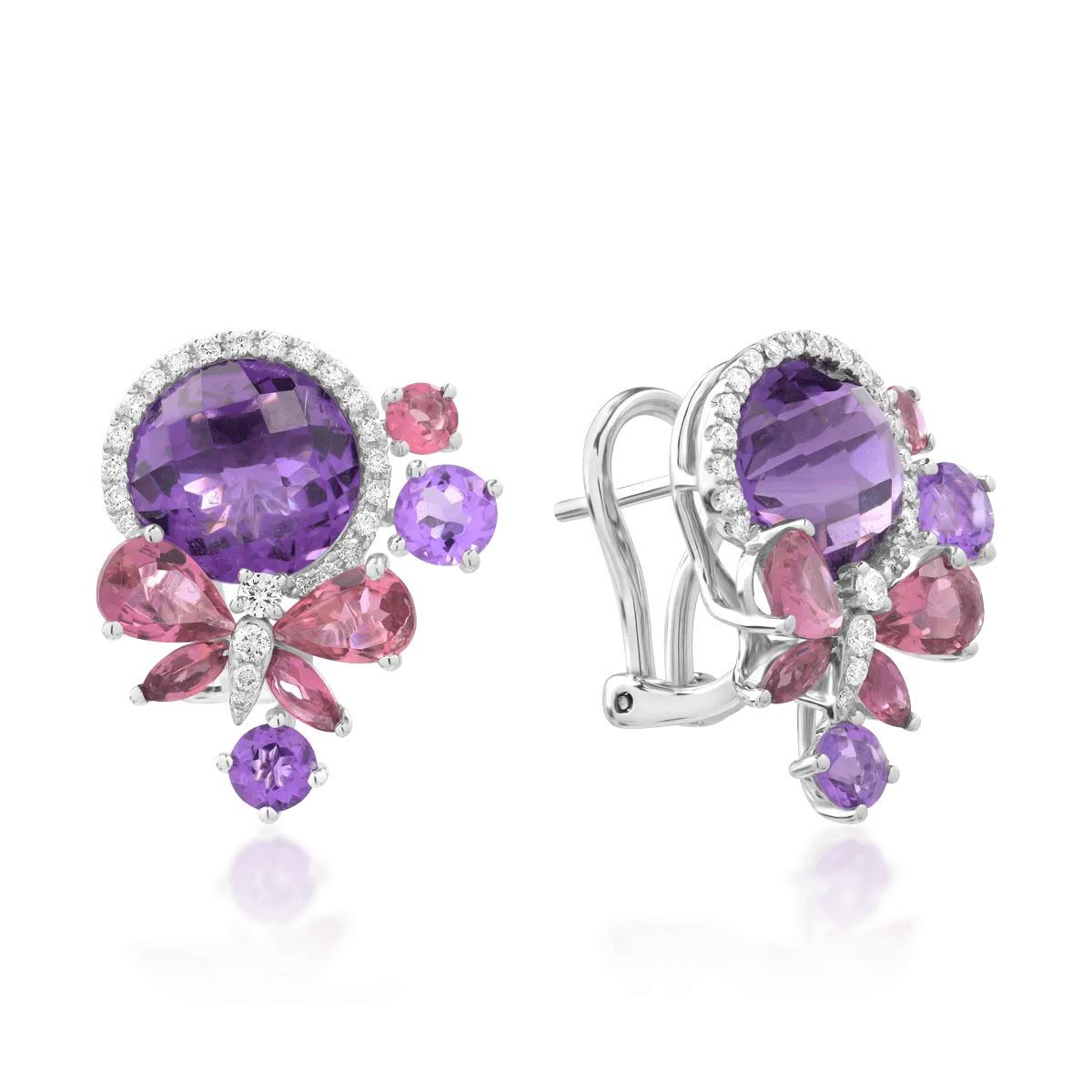 Teilor Cercei fluturi din aur alb cu pietre semipretioase de 9.4ct
