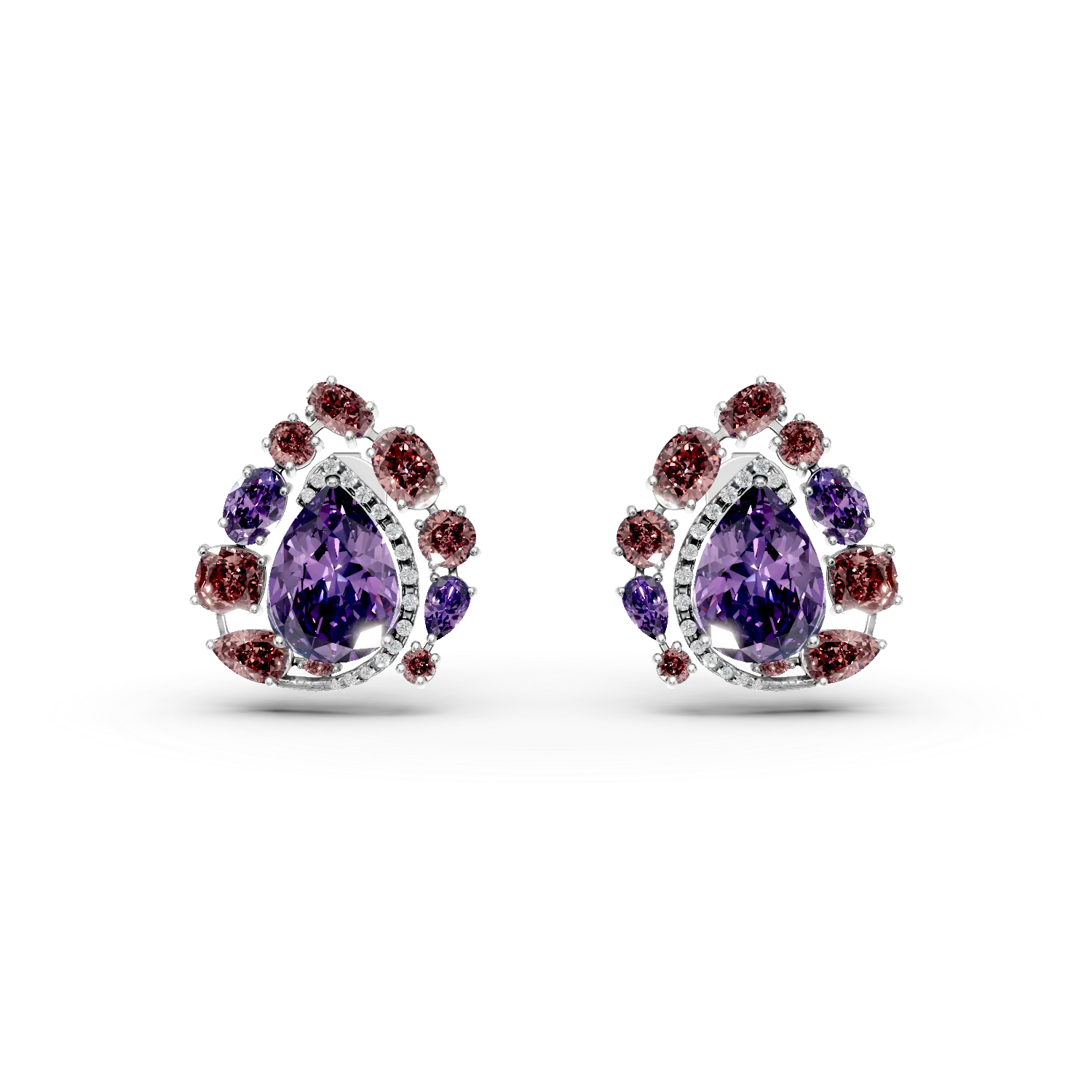 Teilor Cercei din aur alb cu ametiste de 10.1ct si turmaline roz de 2ct