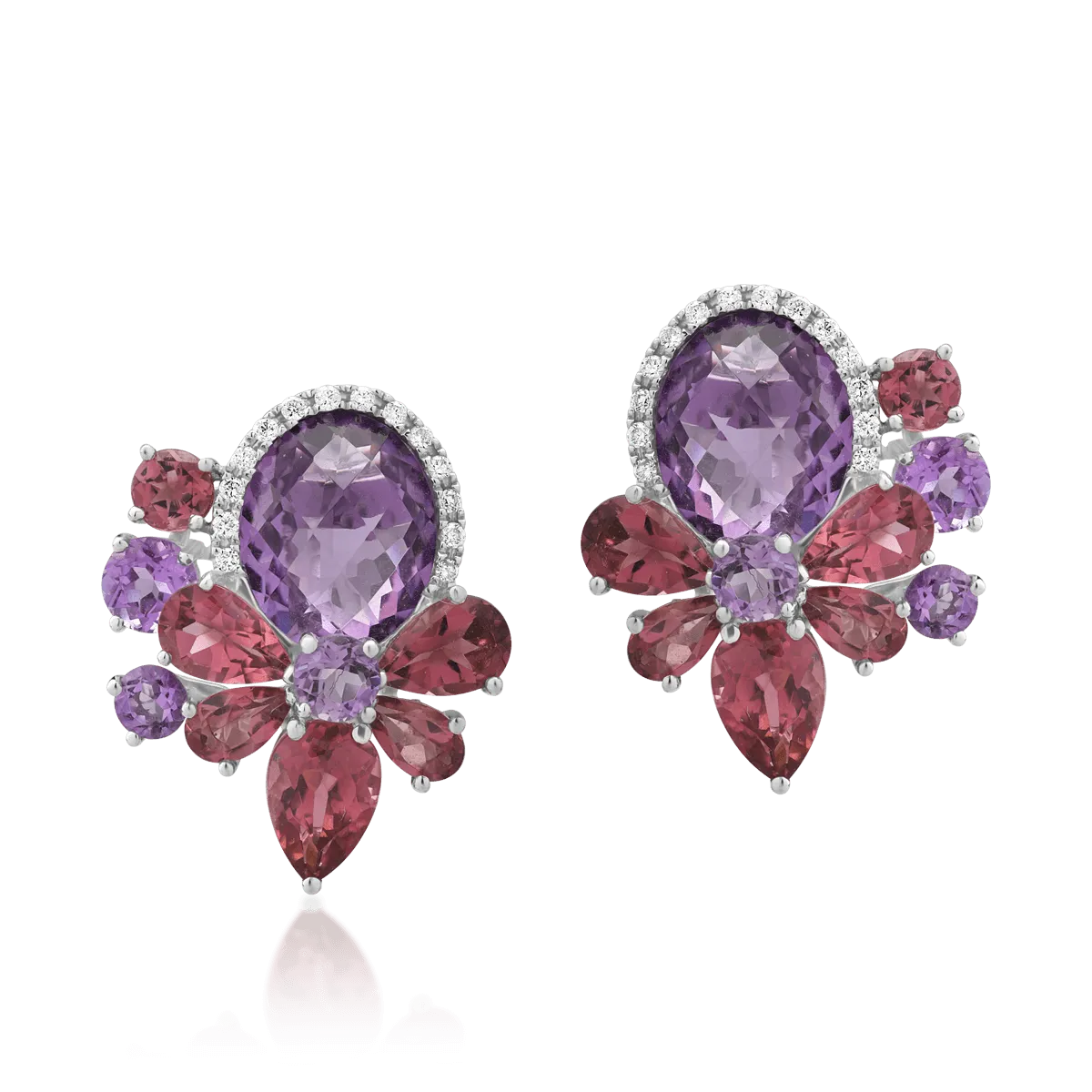 18K white gold earrings with 10.66ct precious and semiprecious stones