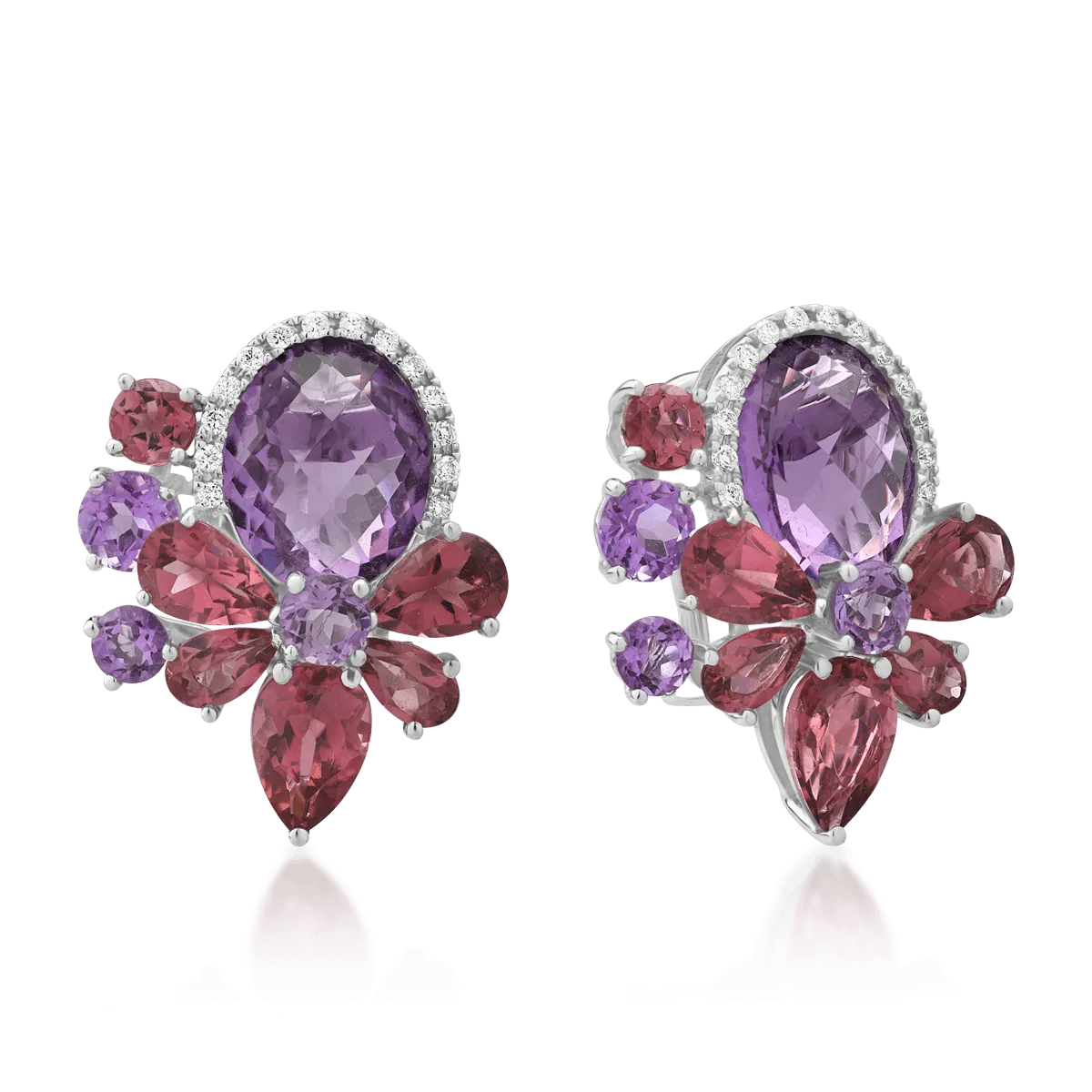 18K white gold earrings with 10.66ct precious and semiprecious stones