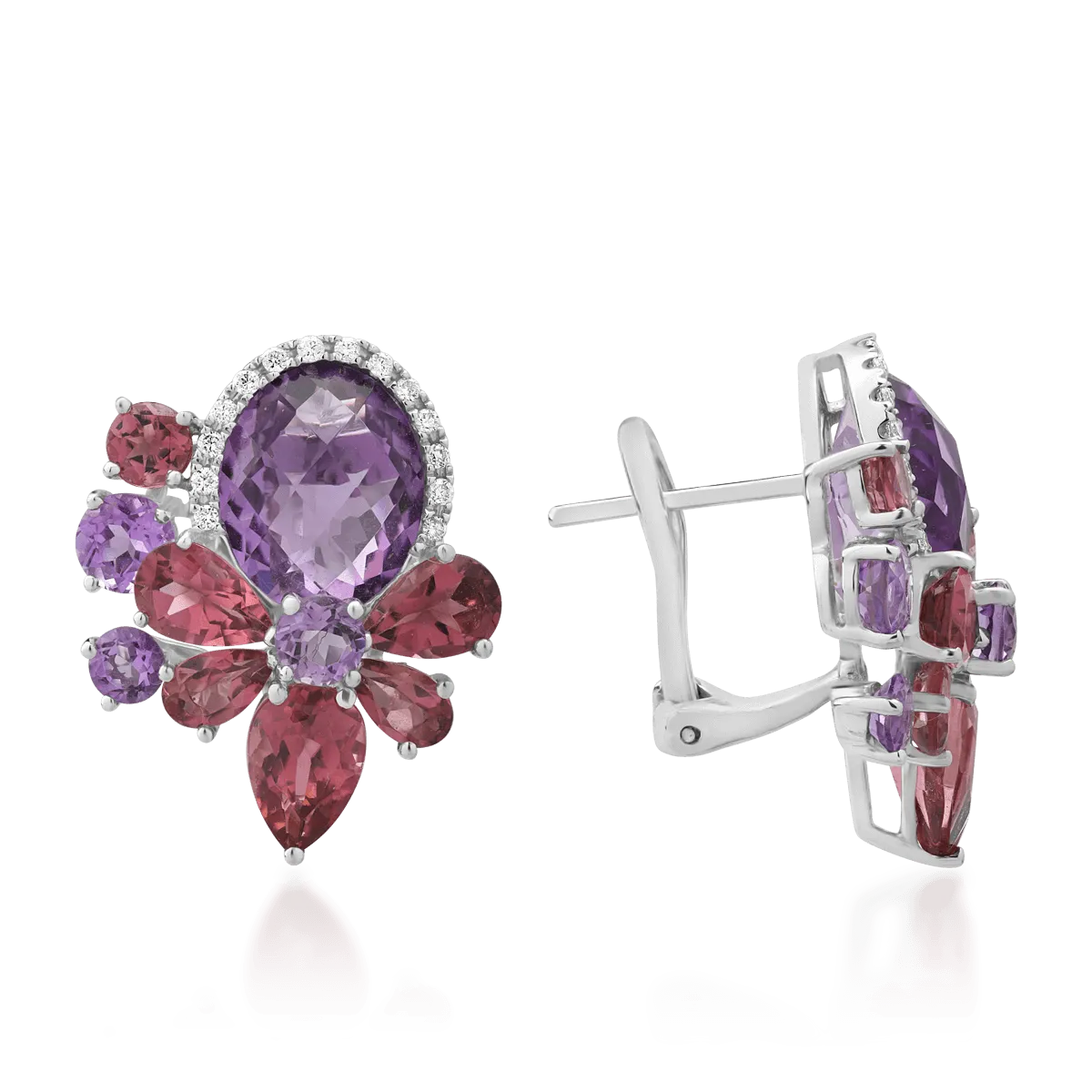 18K white gold earrings with 10.66ct precious and semiprecious stones