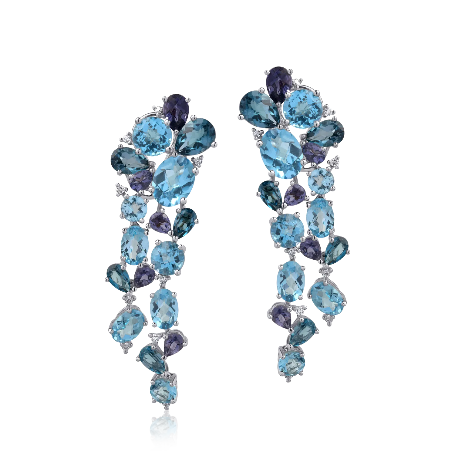 18K white gold earrings with 17.67ct precious and semi-precious stones
