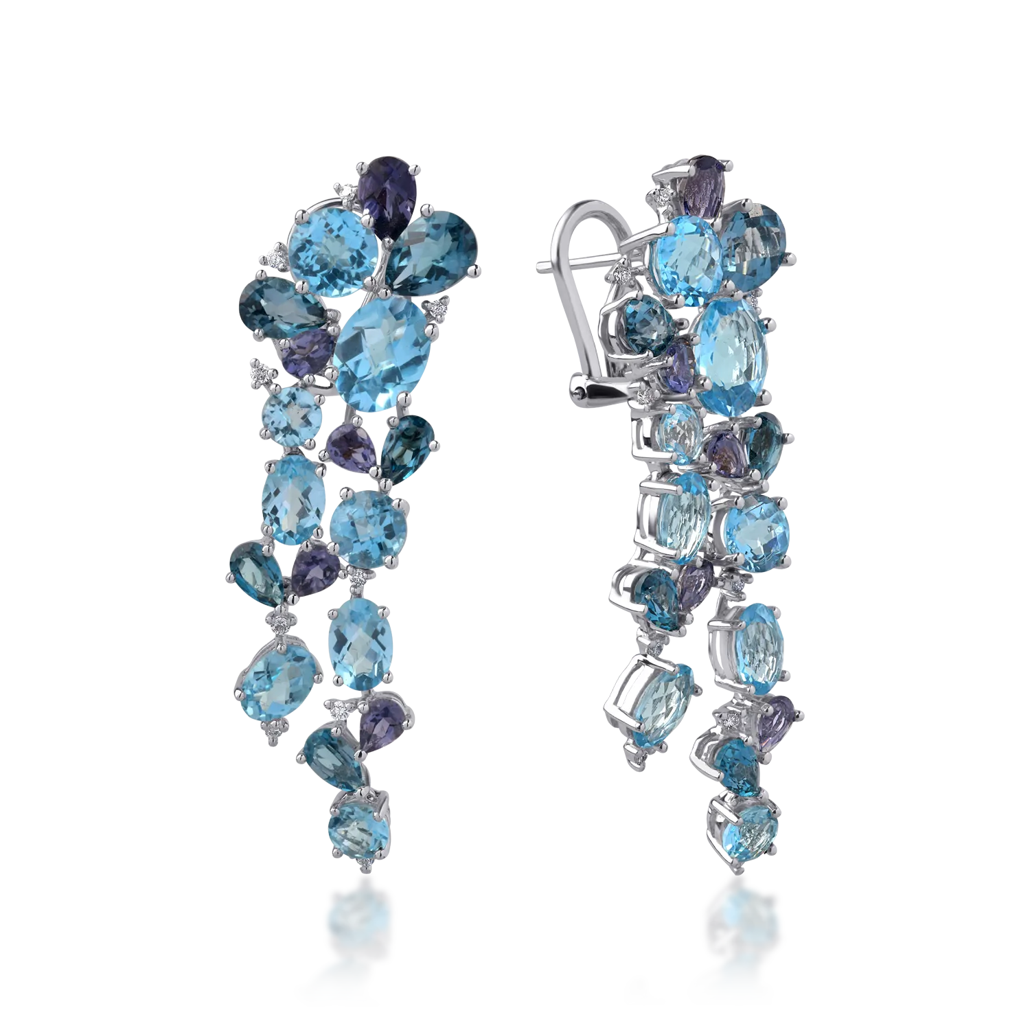 18K white gold earrings with 17.67ct precious and semi-precious stones