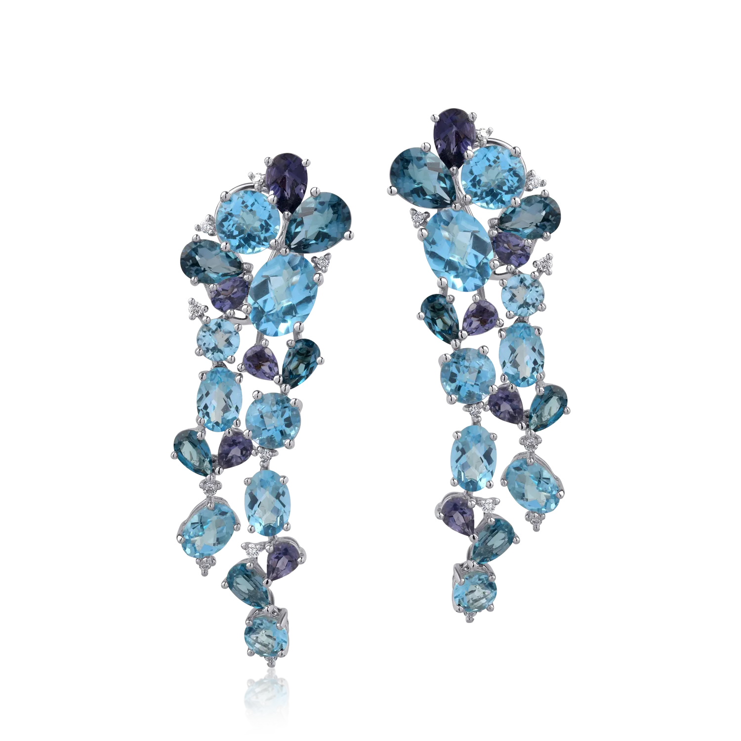 Cercei din aur alb de 18K cu pietre pretioase si semipretioase de 17.67ct-112052