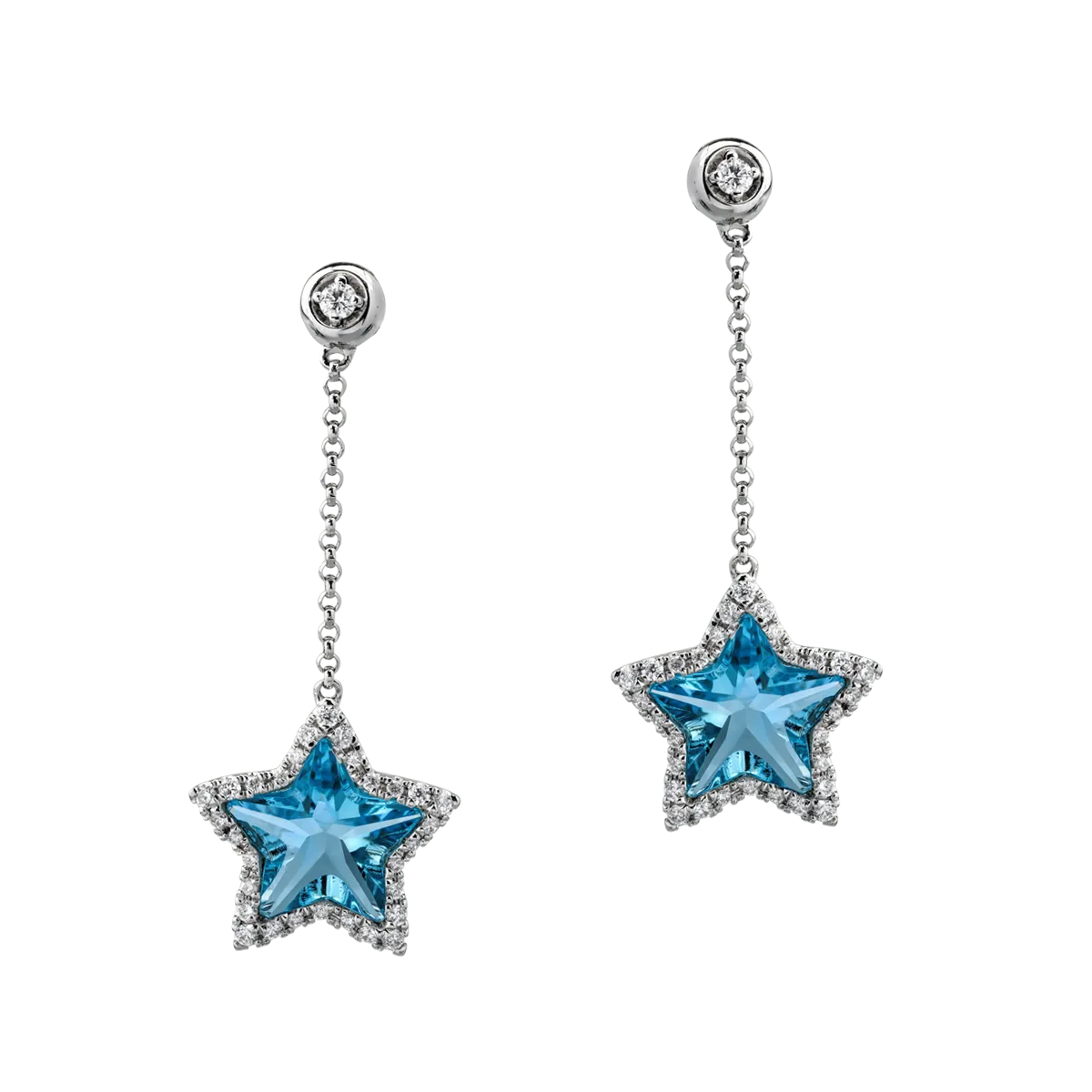 18K white gold earrings with 2.7ct blue topaz and 0.3ct diamonds