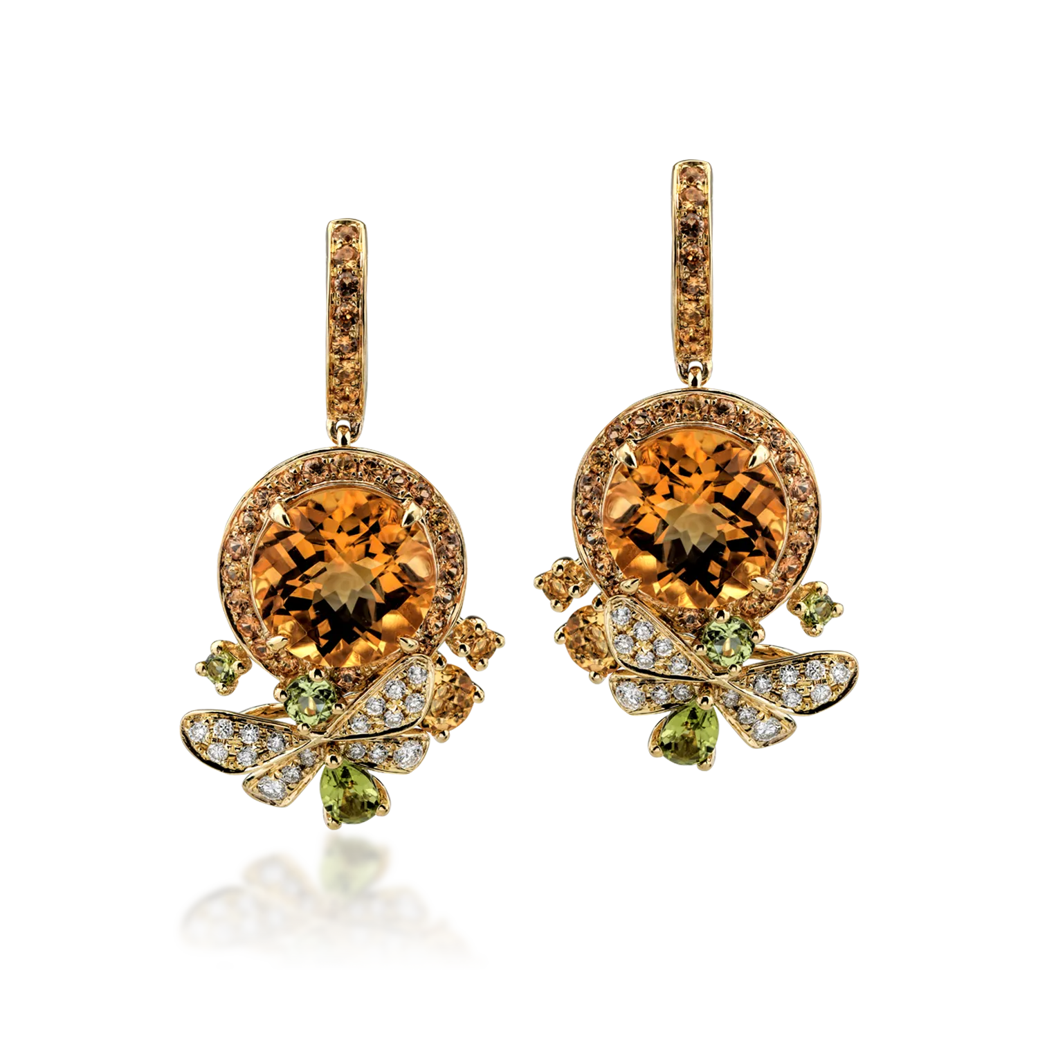 Cercei din aur galben de 18K cu pietre pretioase si semipretioase de 10.39ct-112069