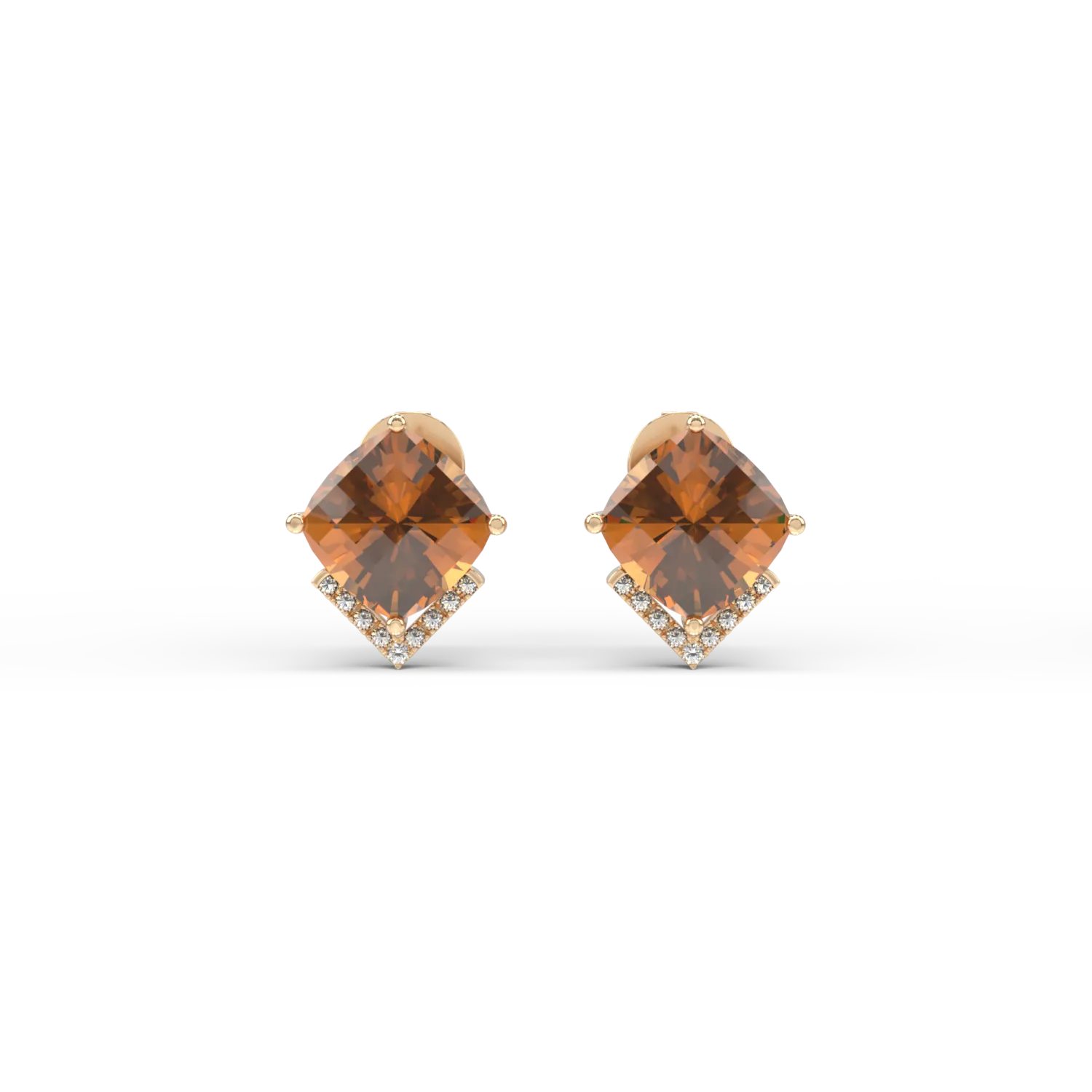 18K yellow gold earrings with 5ct citrine and 0.1ct diamonds